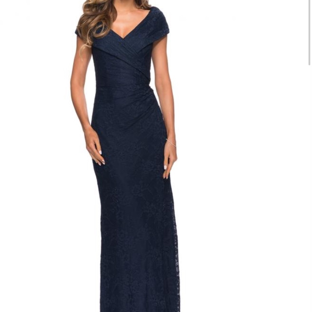 La Femme Mother of Bride size 10 Navy gown Maxi
